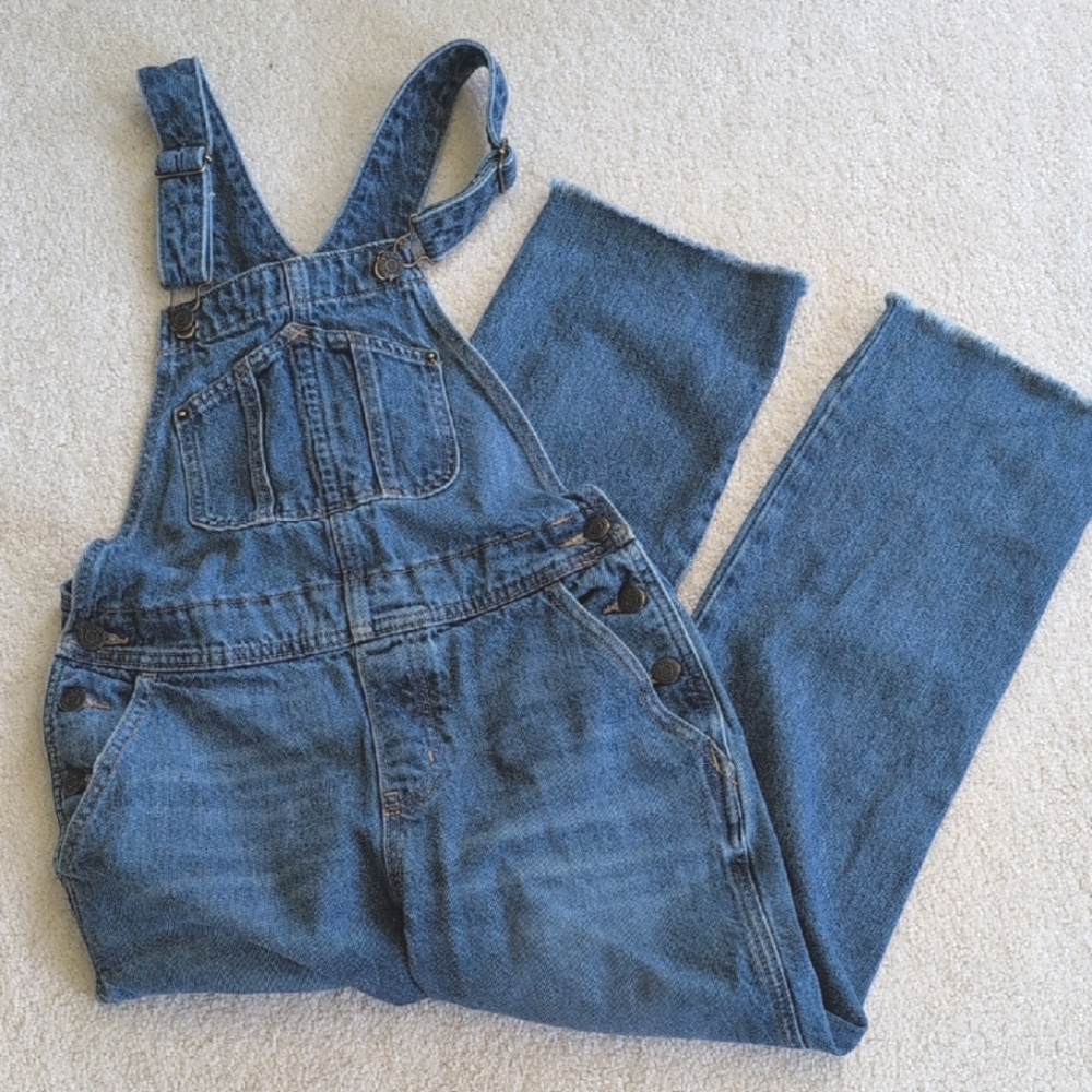 Blue Denim Straight Leg Overalls, Size 2